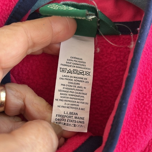 L.L. Bean Girls Fleece Zip Up Jacket Fuschia Size Large - Picture 4 of 10